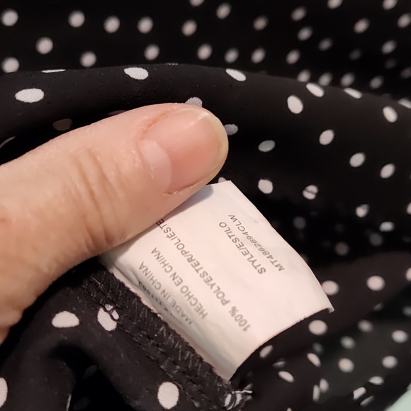 Lily White Black Polka-Dot Blouse Sz Large - Picture 5 of 6